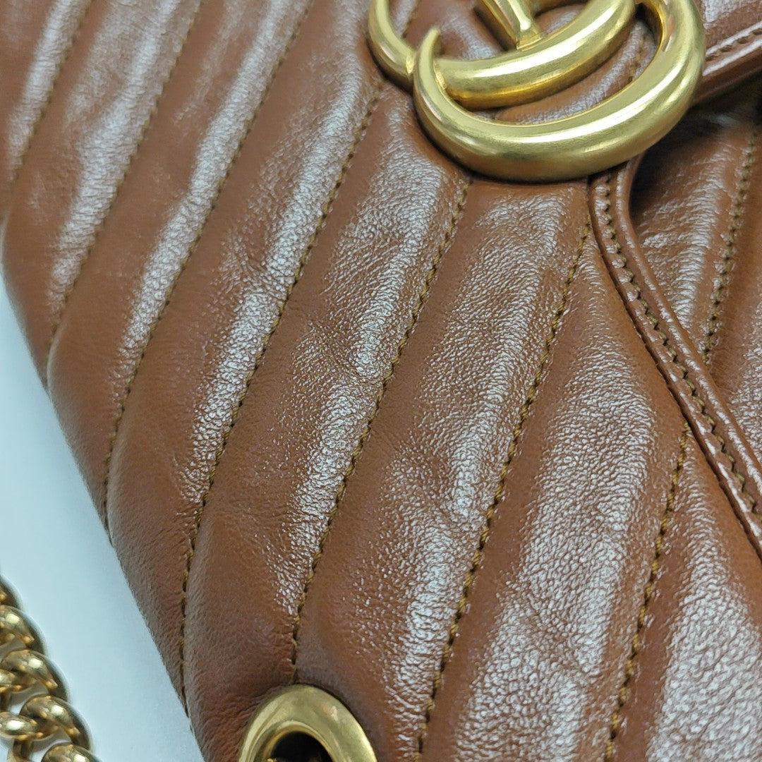 GG Marmont Medium Quilted Calfskin Brown