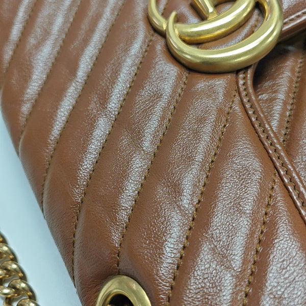 GG Marmont Medium Quilted Calfskin Brown