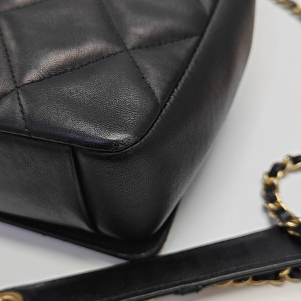 Quilted Lambskin Shoulder Bag Black