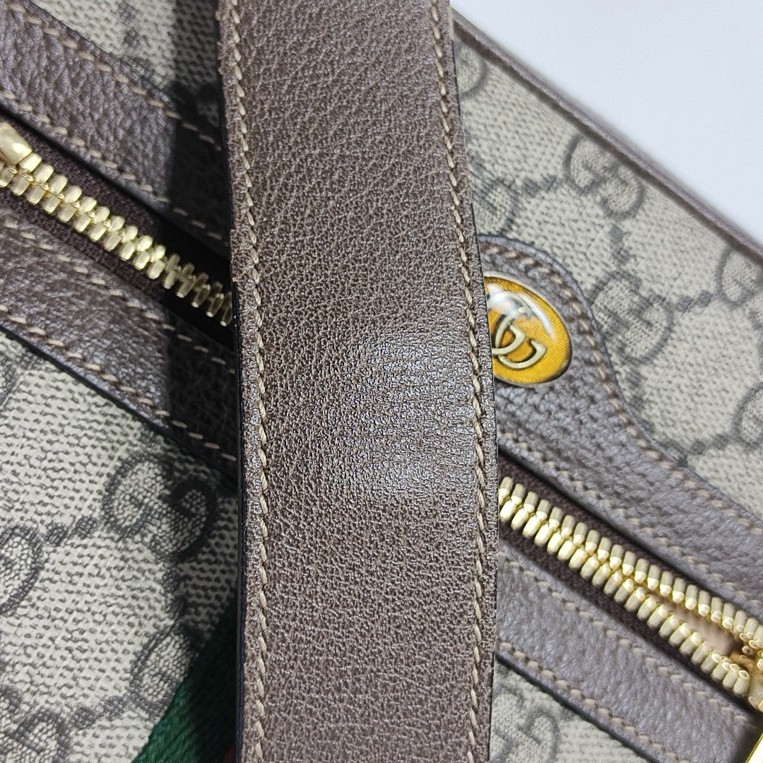 Ophidia Small Monogram Coated Canvas Beige