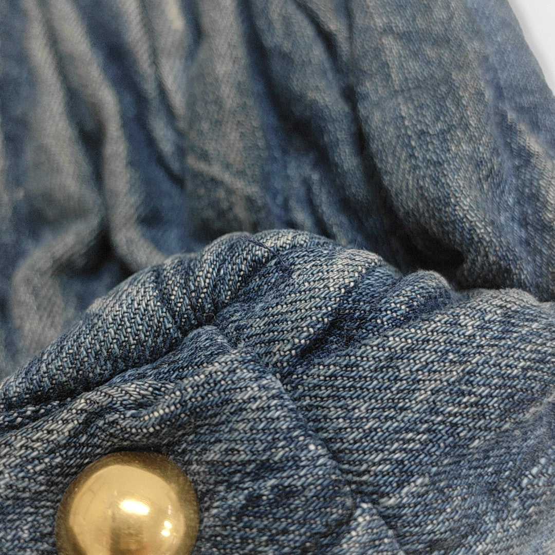Quilted Denim Tote Bag Blue
