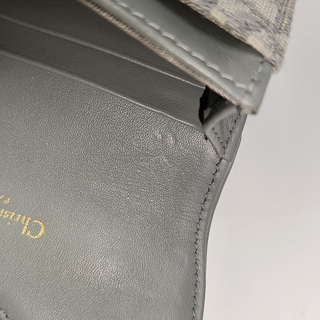 Saddle Mini Oblique Fabric Gray Card Holder
