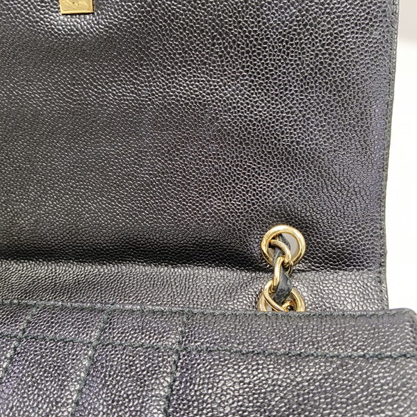Quilted Grained Calfskin Shoulder Bag Black