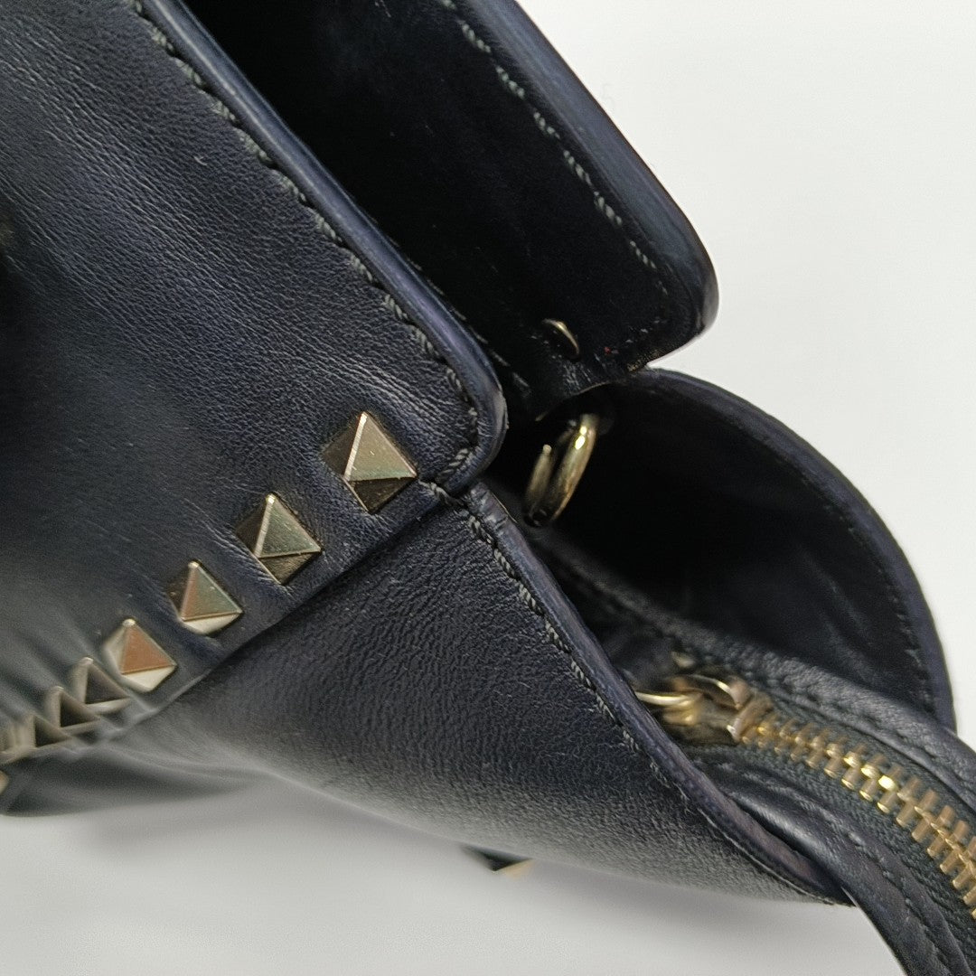 Rockstud Small Calfskin Black
