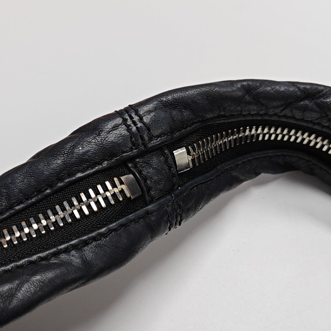 Leather Top Handle Bag Black