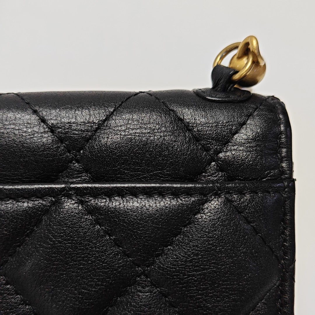 Quilted Lambskin Crossbody Bag Mini Black