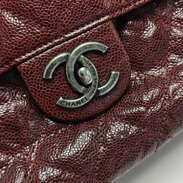 Quilted Grained Calfskin Shoulder Bag Red