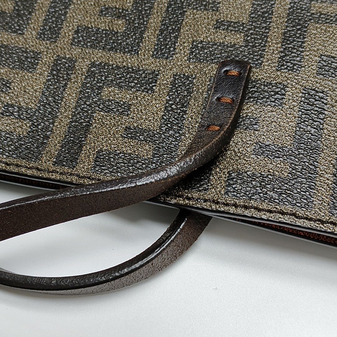 Coated Canvas Tote Bag Brown