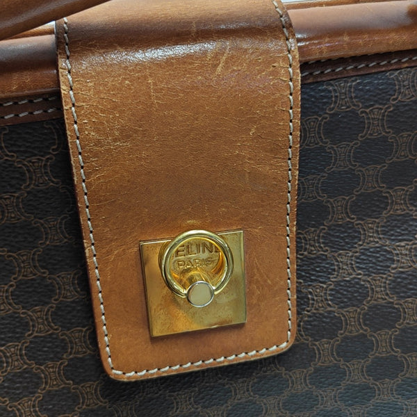 Coated Canvas Top Handle Bag Brown