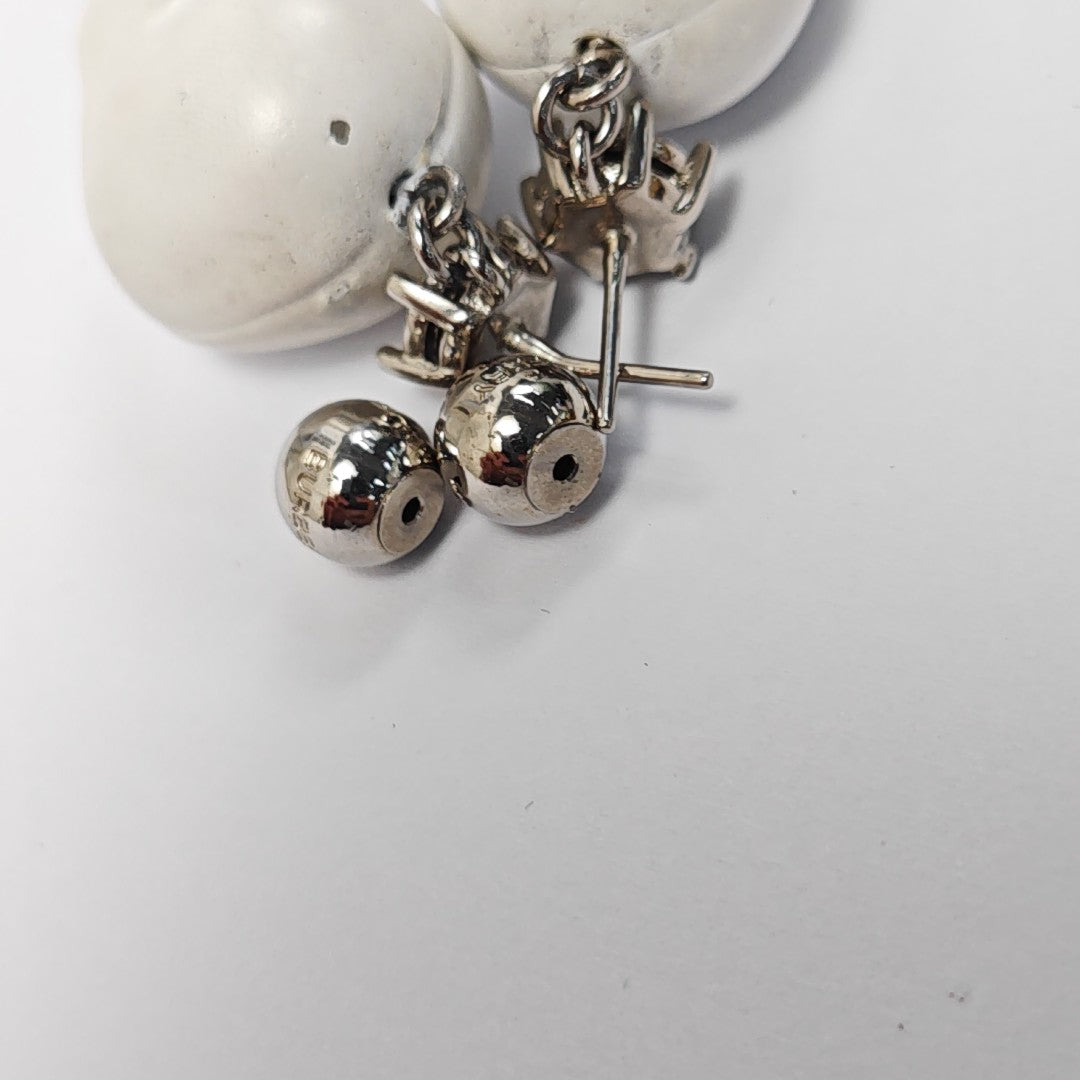 Palladium Plated White Stud Earrings