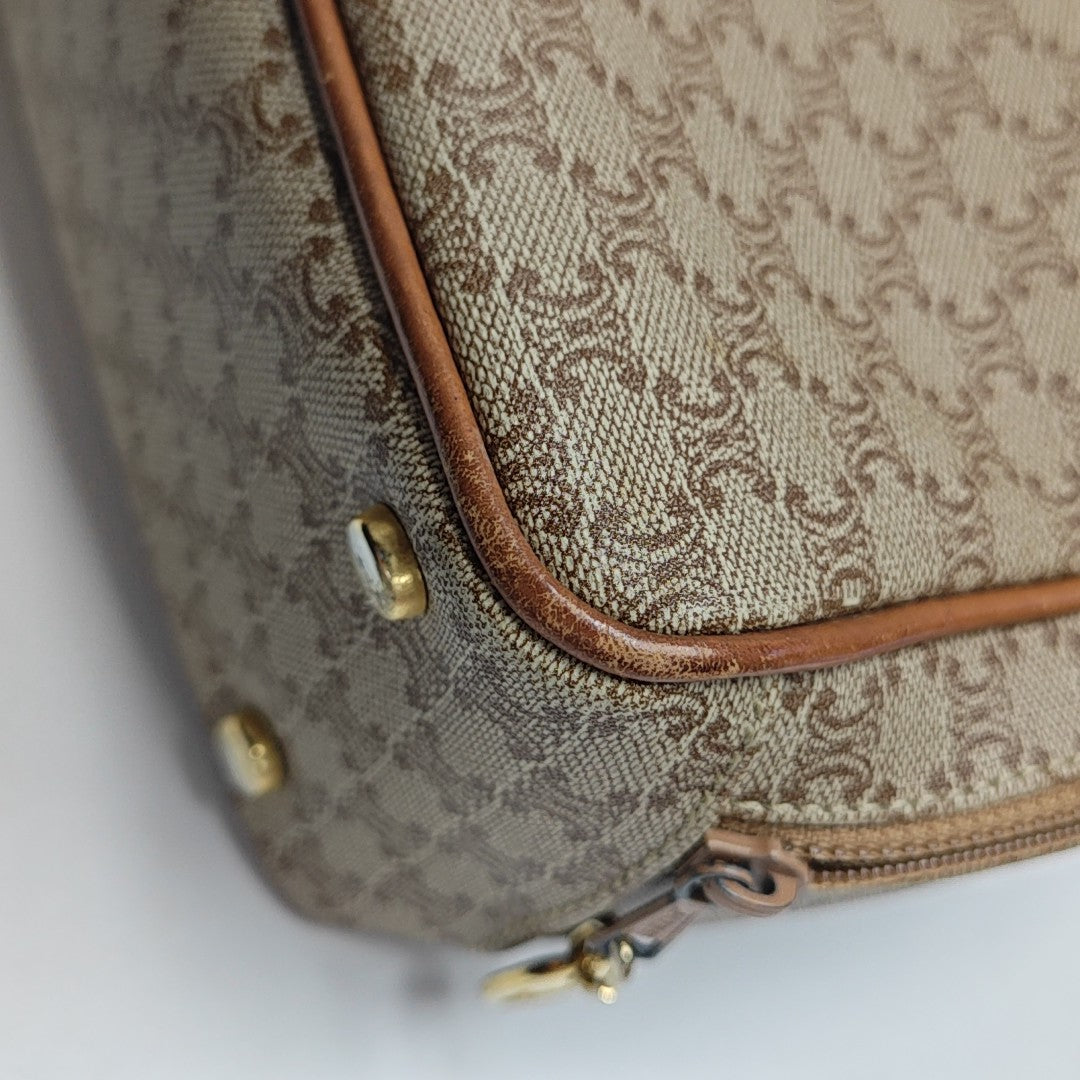 Coated Canvas Top Handle Bag Brown