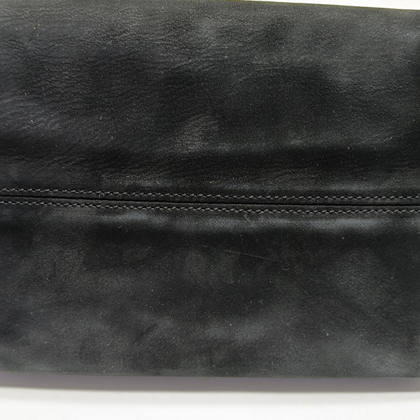 Suede Top Handle Bag Black
