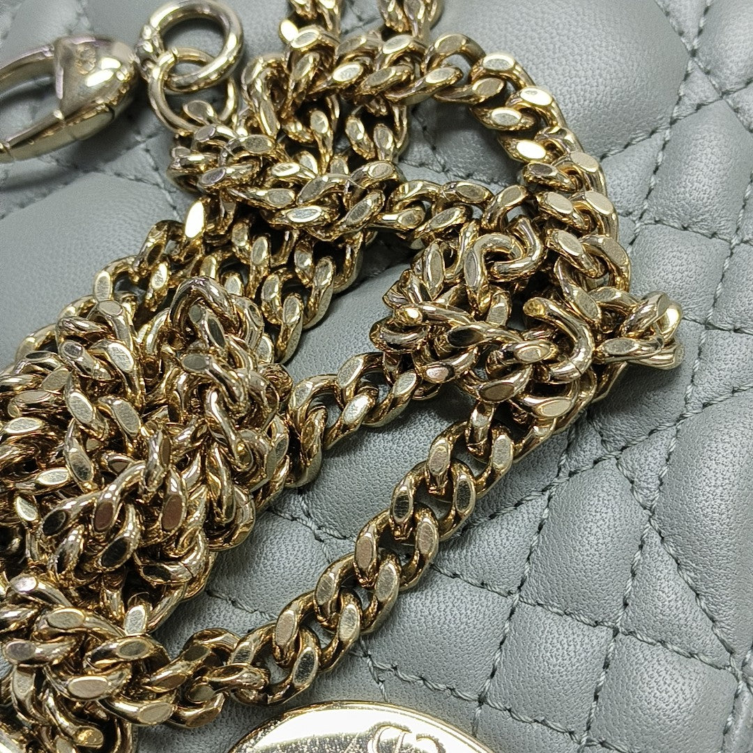 Lady Dior Mini Cannage Lambskin Gray
