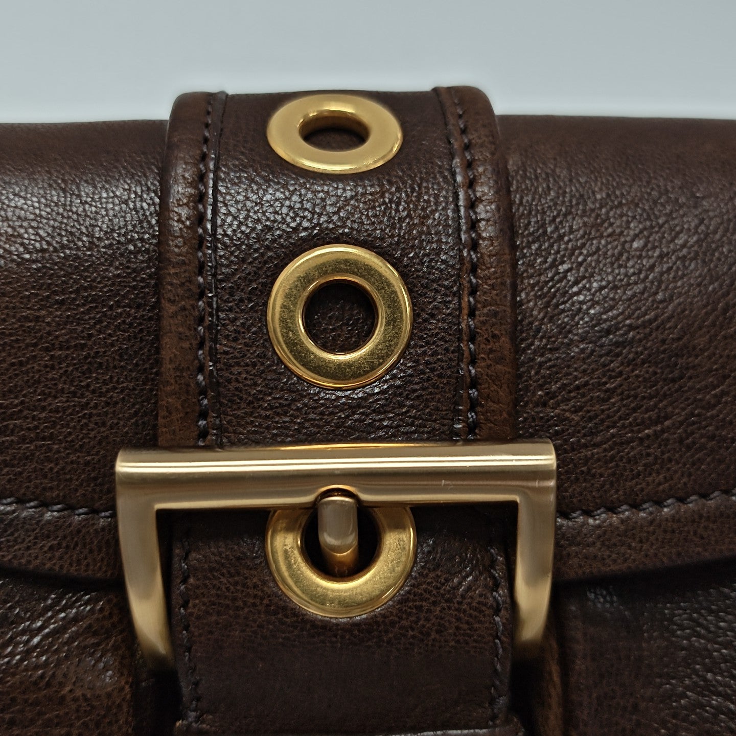 Calfskin Top Handle Bag Brown