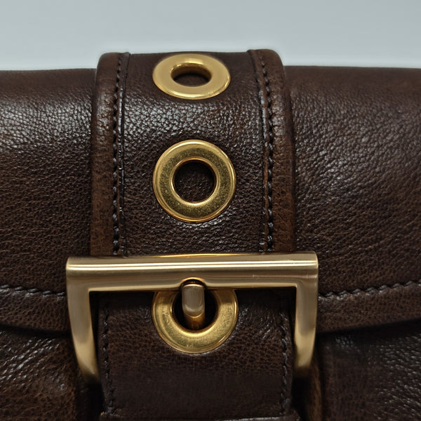 Calfskin Top Handle Bag Brown