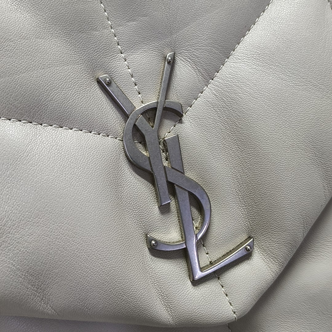 PUFFER Medium Quilted Lambskin White