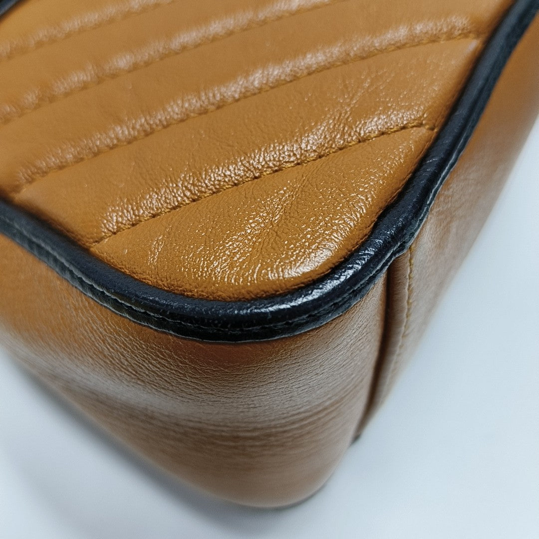 GG Marmont Mini Quilted Calfskin Brown