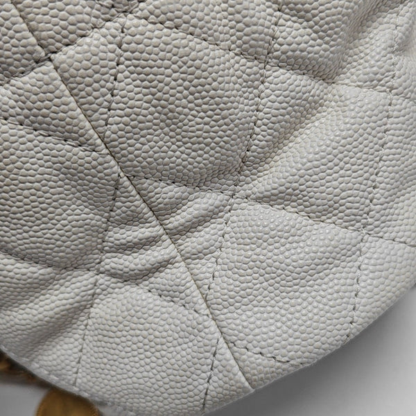Quilted Grained Calfskin Shoulder Bag White
