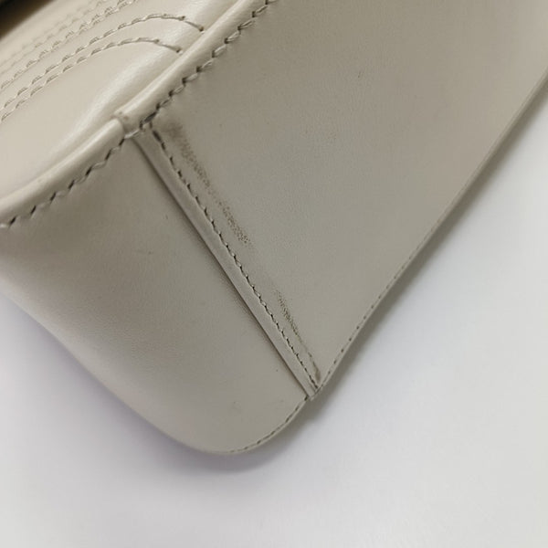GG Marmont Mini Quilted Calfskin White