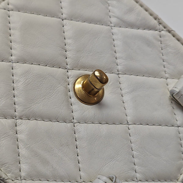 Quilted Calfskin Shoulder Bag Mini White