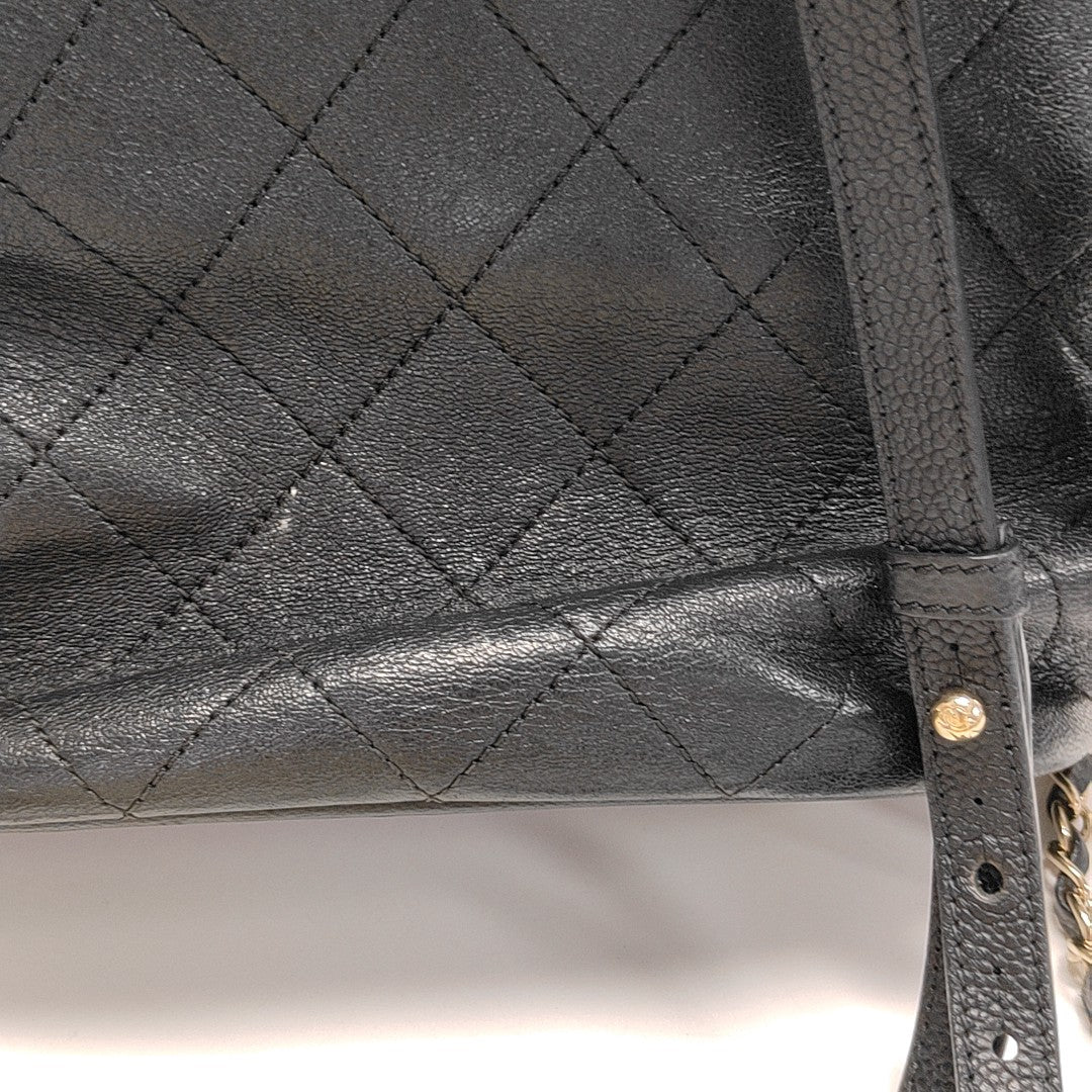 Quilted Grained Calfskin Backpack Black