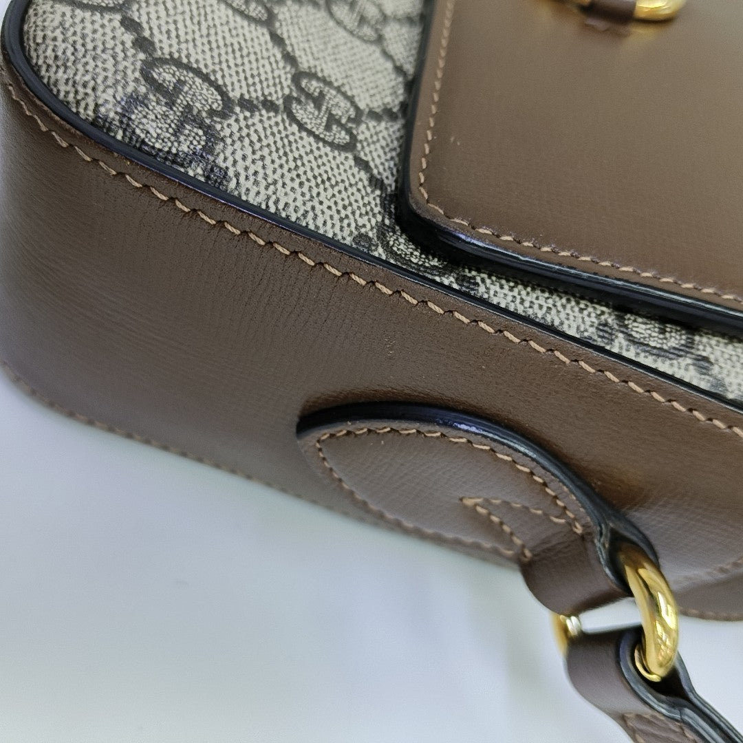 Horsebit 1955 Small Coated Canvas Beige