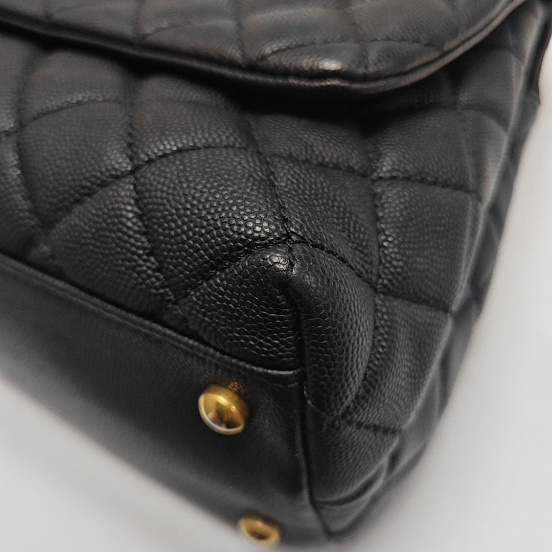 COCO HANDLE Medium Quilted Grained Calfskin Black