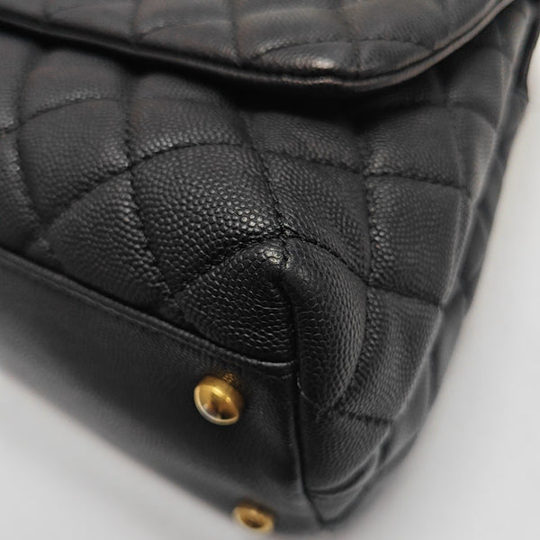 COCO HANDLE Medium Quilted Grained Calfskin Black