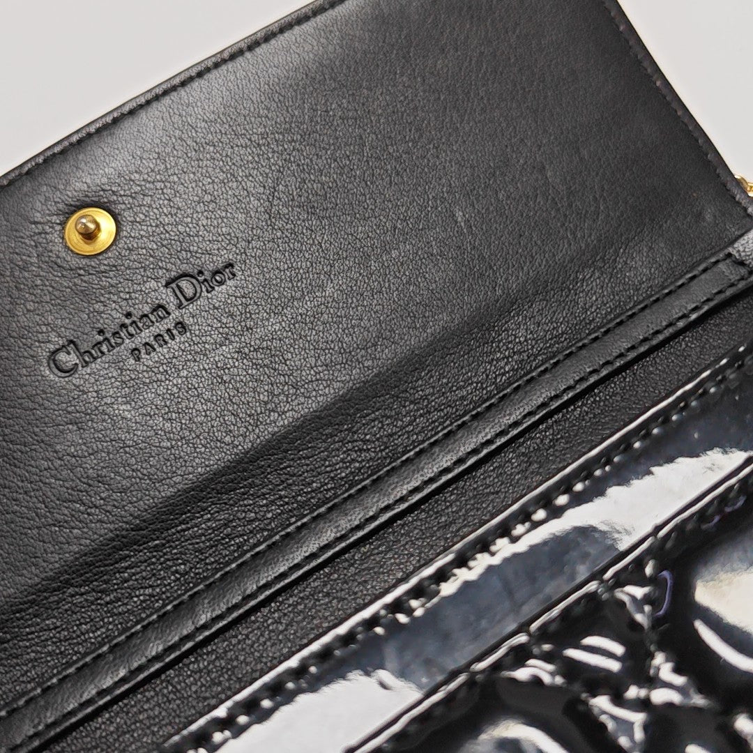 Lady Dior Small Quilted Patent Leather Black