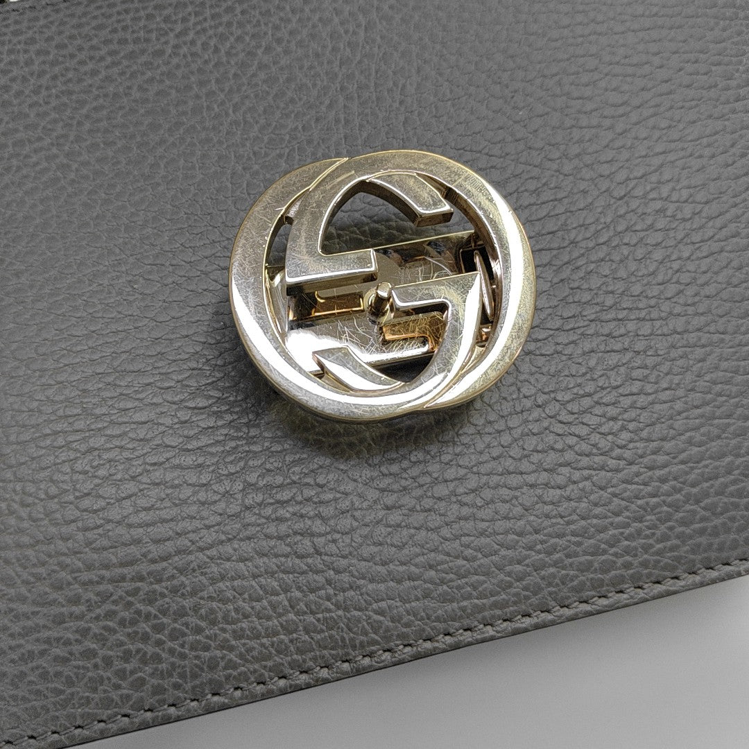 Interlocking G Small Calfskin Gray