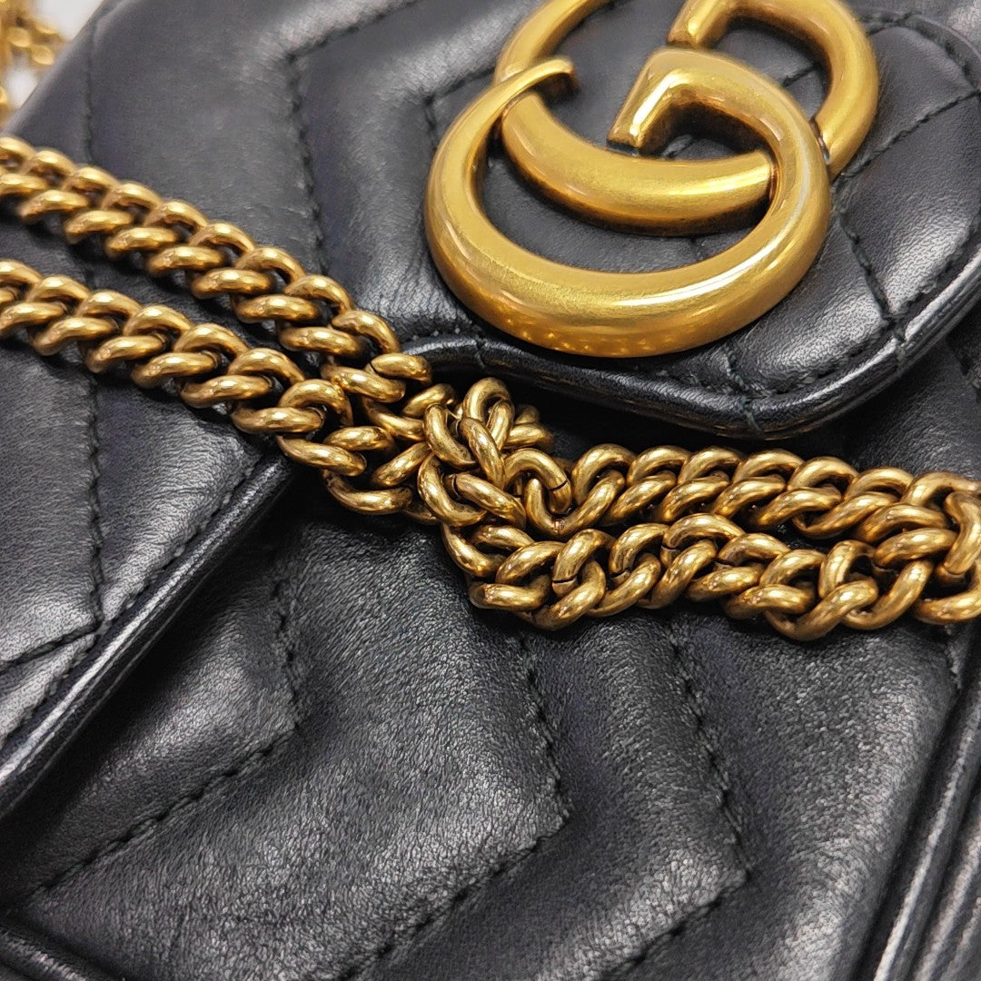 GG Marmont Mini Quilted Calfskin Black