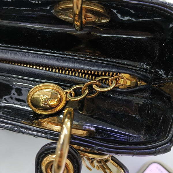 Lady Dior Medium Cannage Patent Leather Black