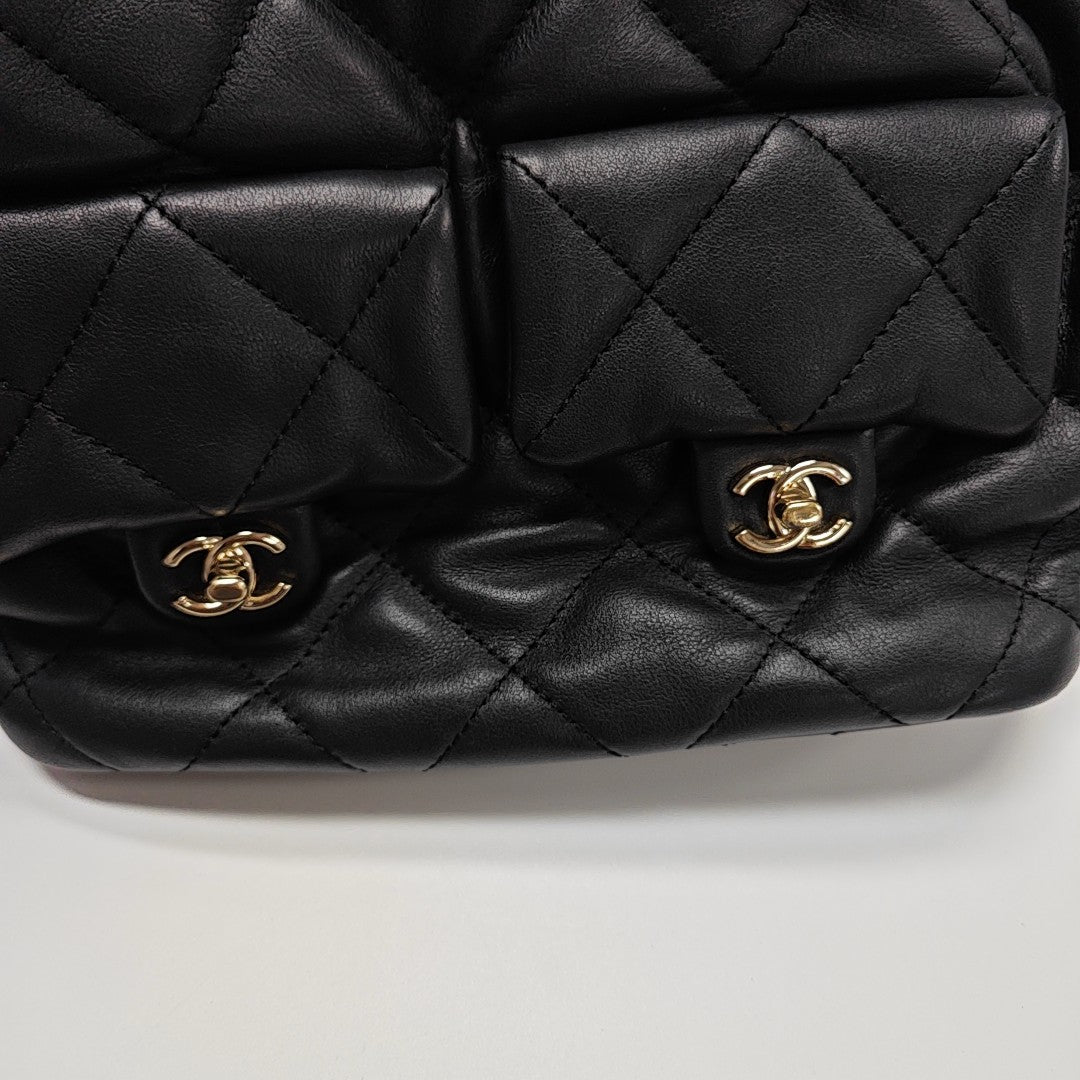 Quilted Lambskin Backpack Black