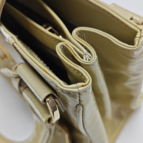 Patent Leather Top Handle Bag Yellow
