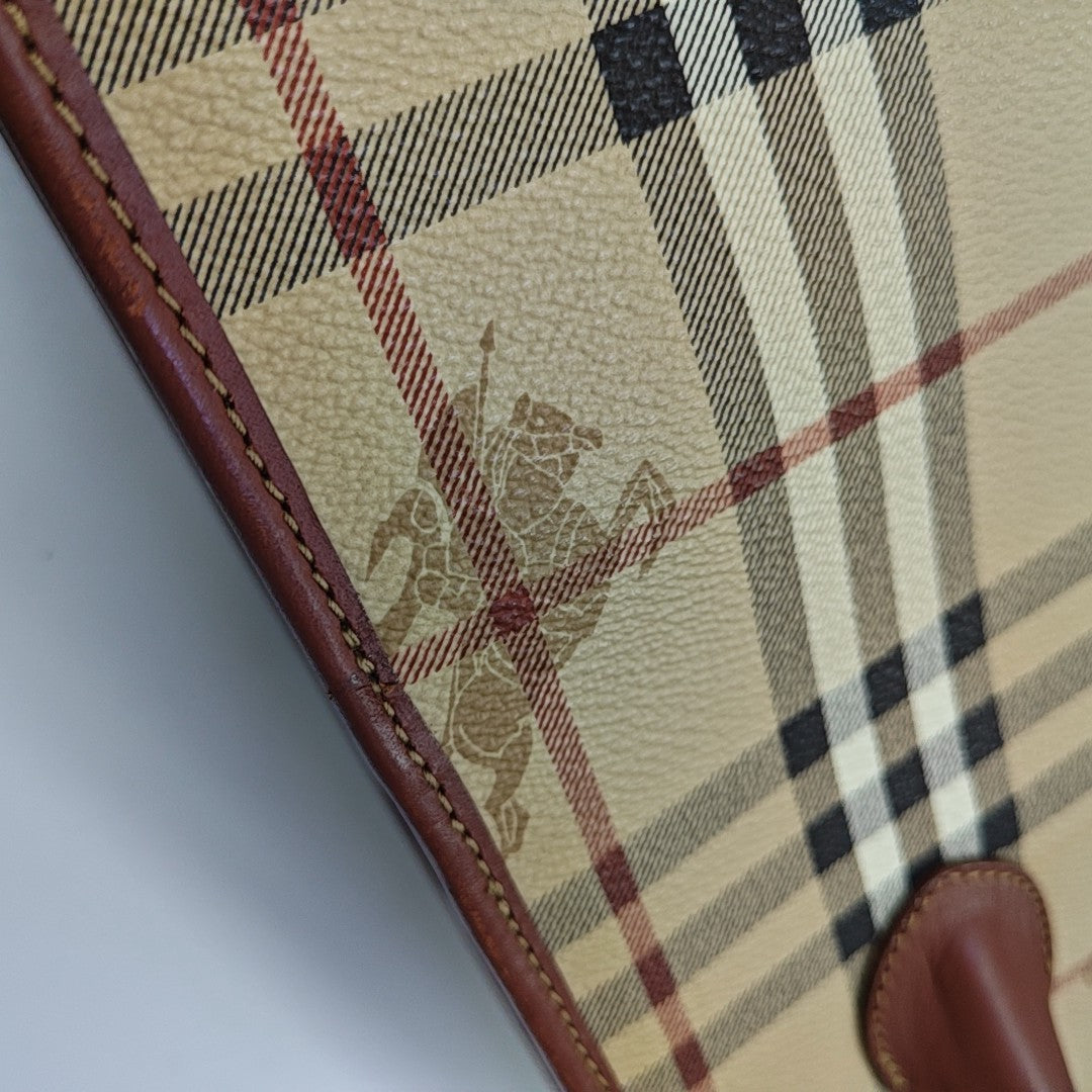 Coated Canvas Top Handle Bag Brown