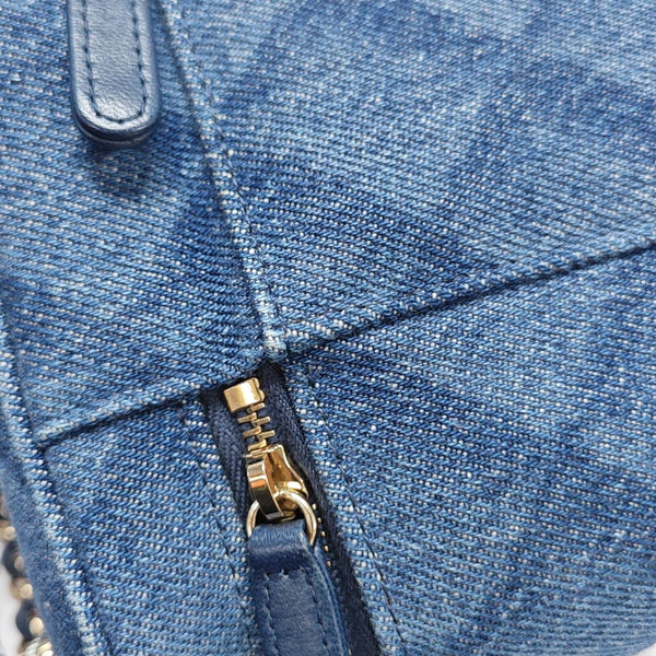 VINTAGE COSMETIC BAGS Quilted Denim Blue