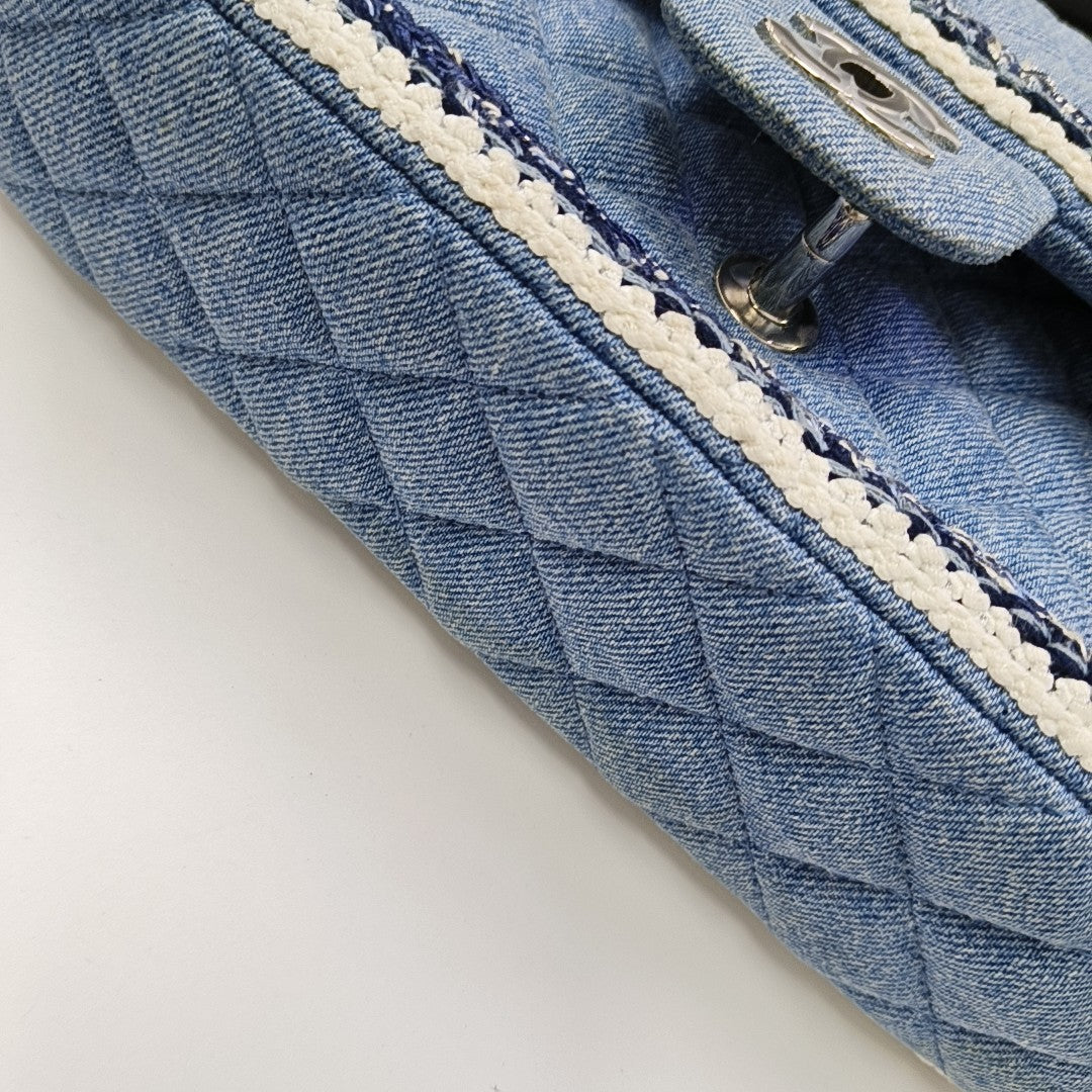 CLASSIC FLAP Small Quilted Denim Blue