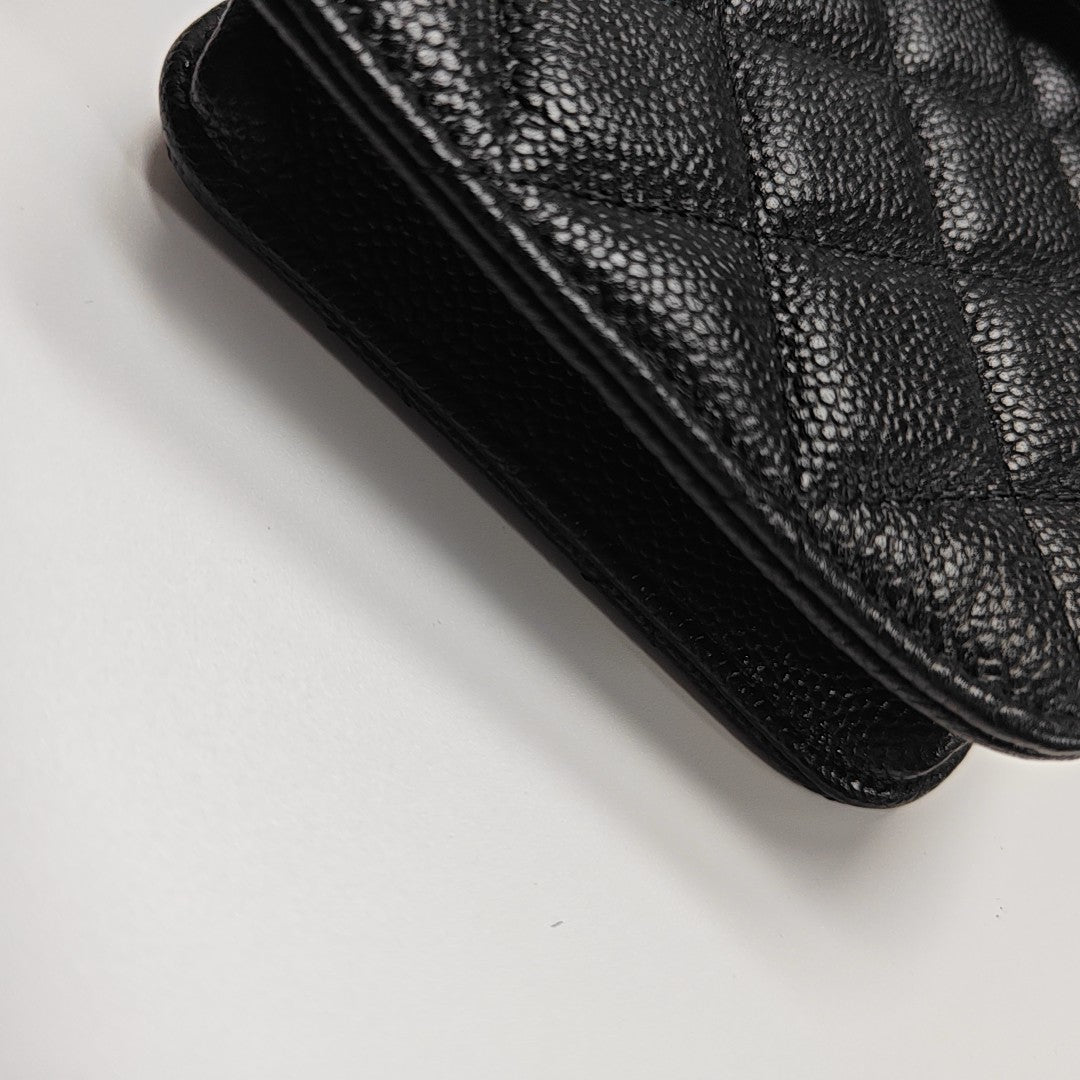 Quilted Grained Calfskin Shoulder Bag Black