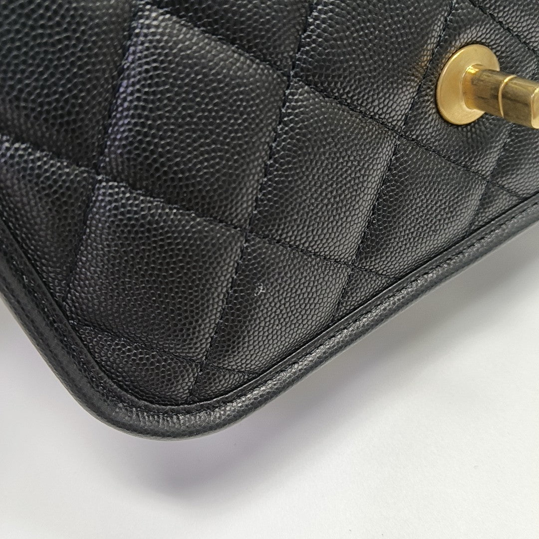 Quilted Grained Calfskin Backpack Black