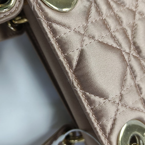 Lady Dior Small Cannage Silk Satin Pink
