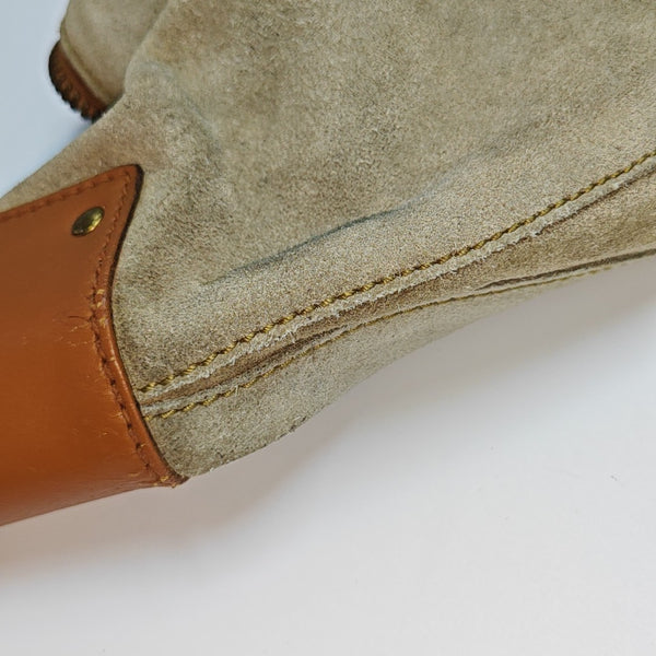Suede Top Handle Bag Gray