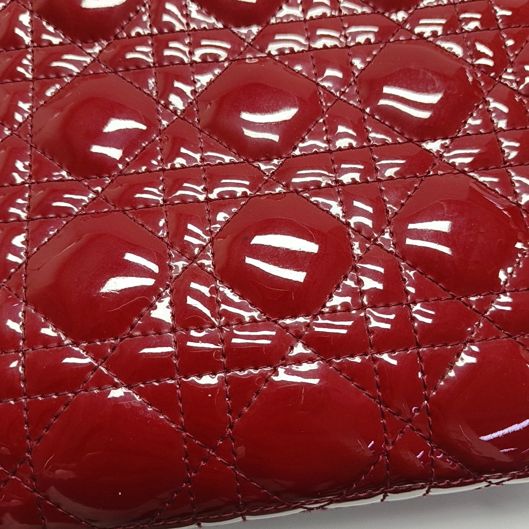 Lady Dior Large Cannage Patent Leather Red