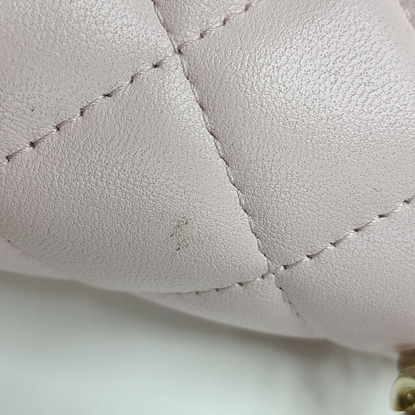 TWO TONE CHAIN HANDLE Quilted Lambskin Pink