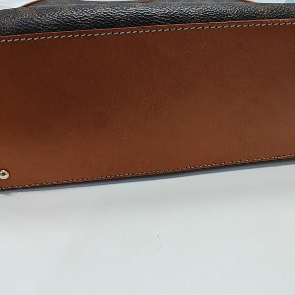 Coated Canvas Top Handle Bag Brown