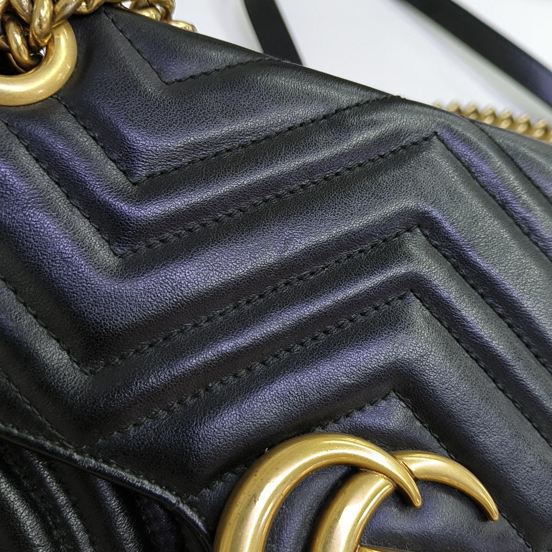 GG Marmont Medium Quilted Calfskin Black