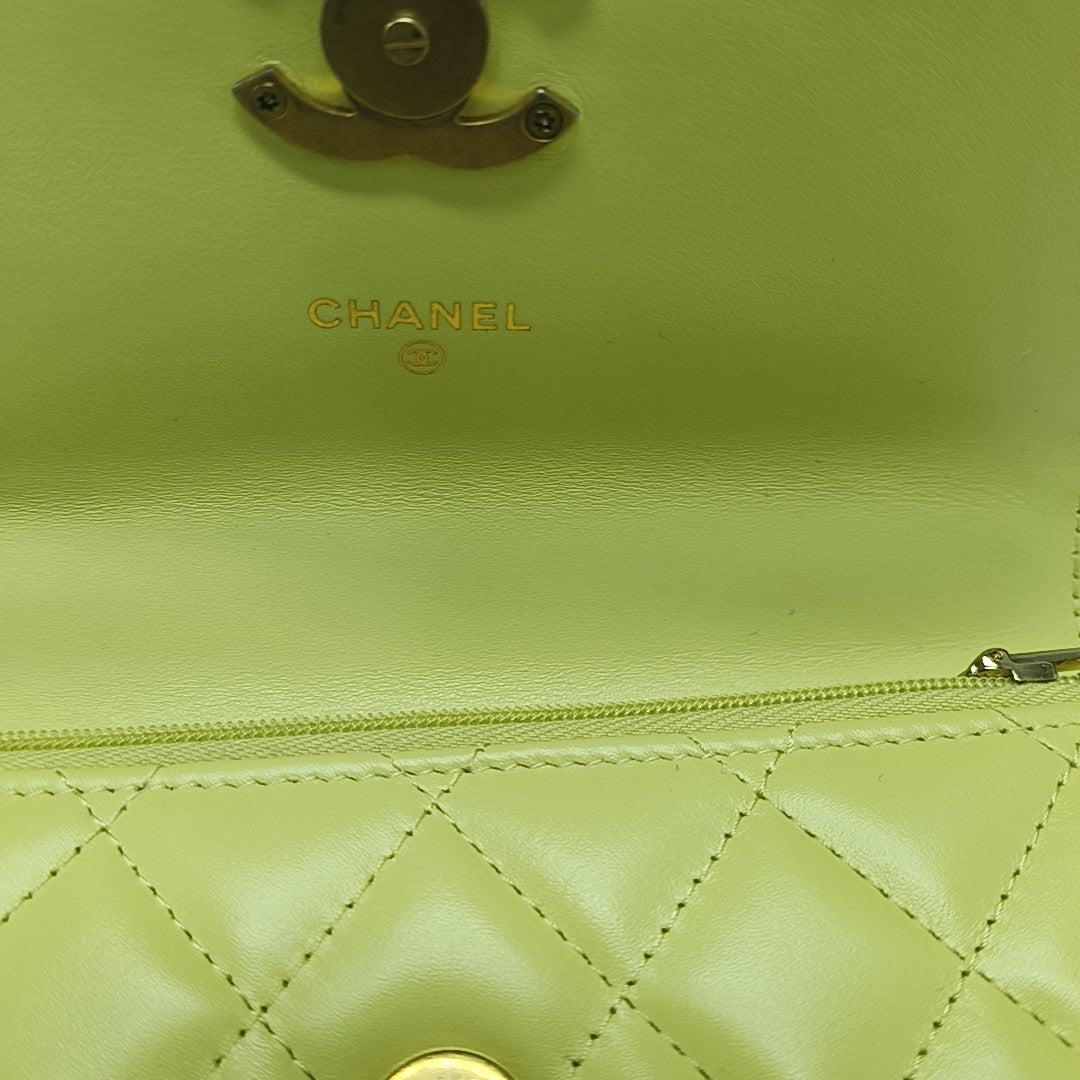 Quilted Calfskin Shoulder Bag Yellow