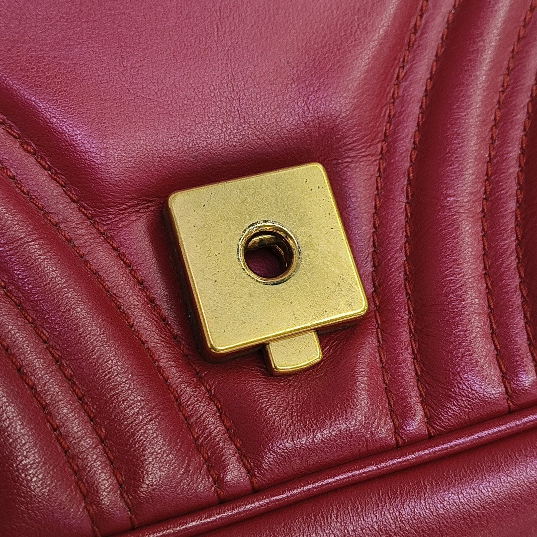 GG Marmont Medium Quilted Calfskin Red