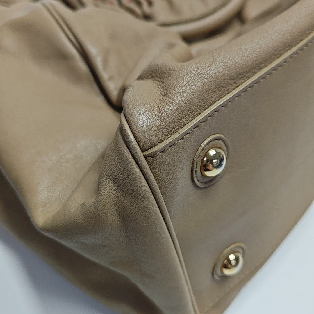 Quilted Calfskin Tote Bag Beige