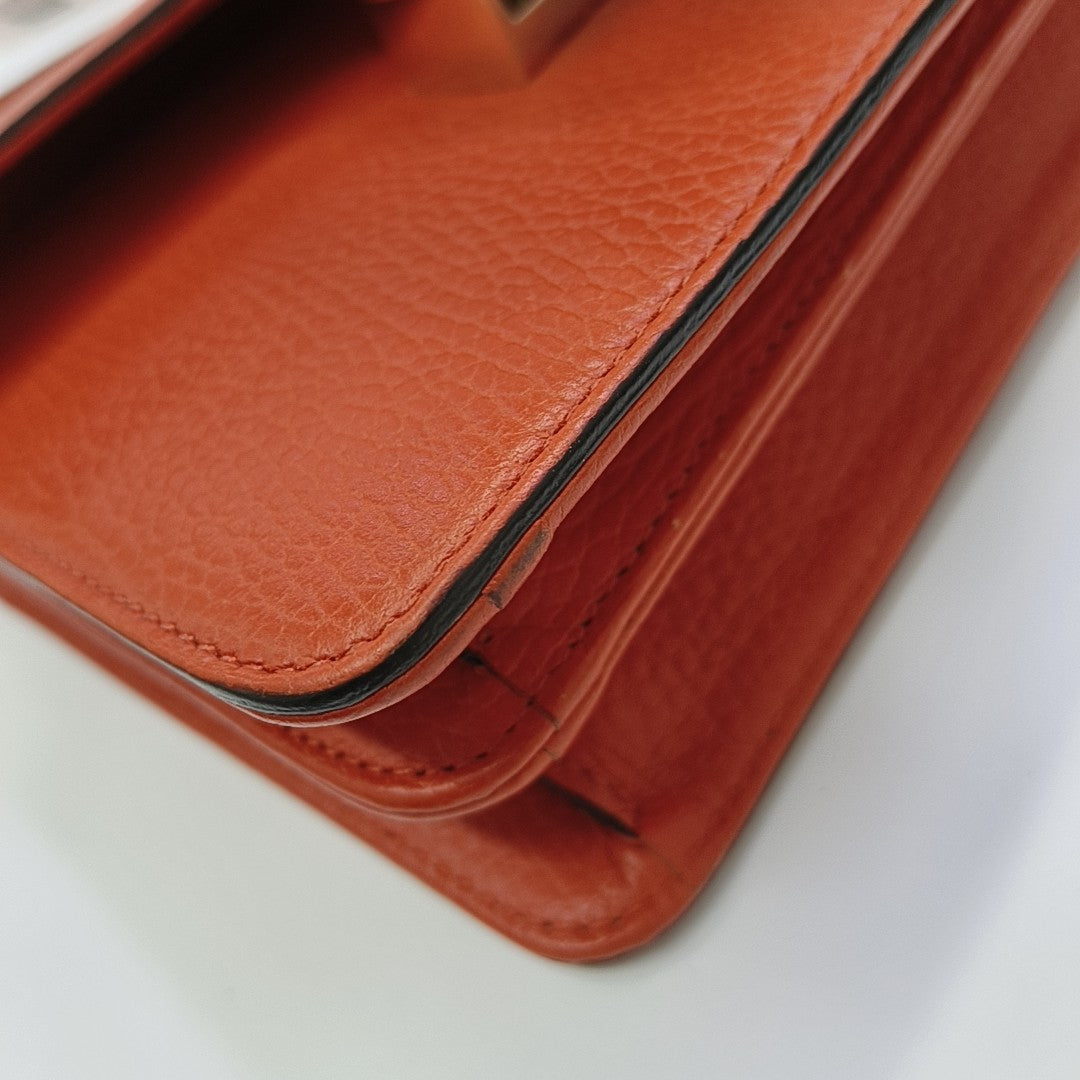 Interlocking G Small Calfskin Orange