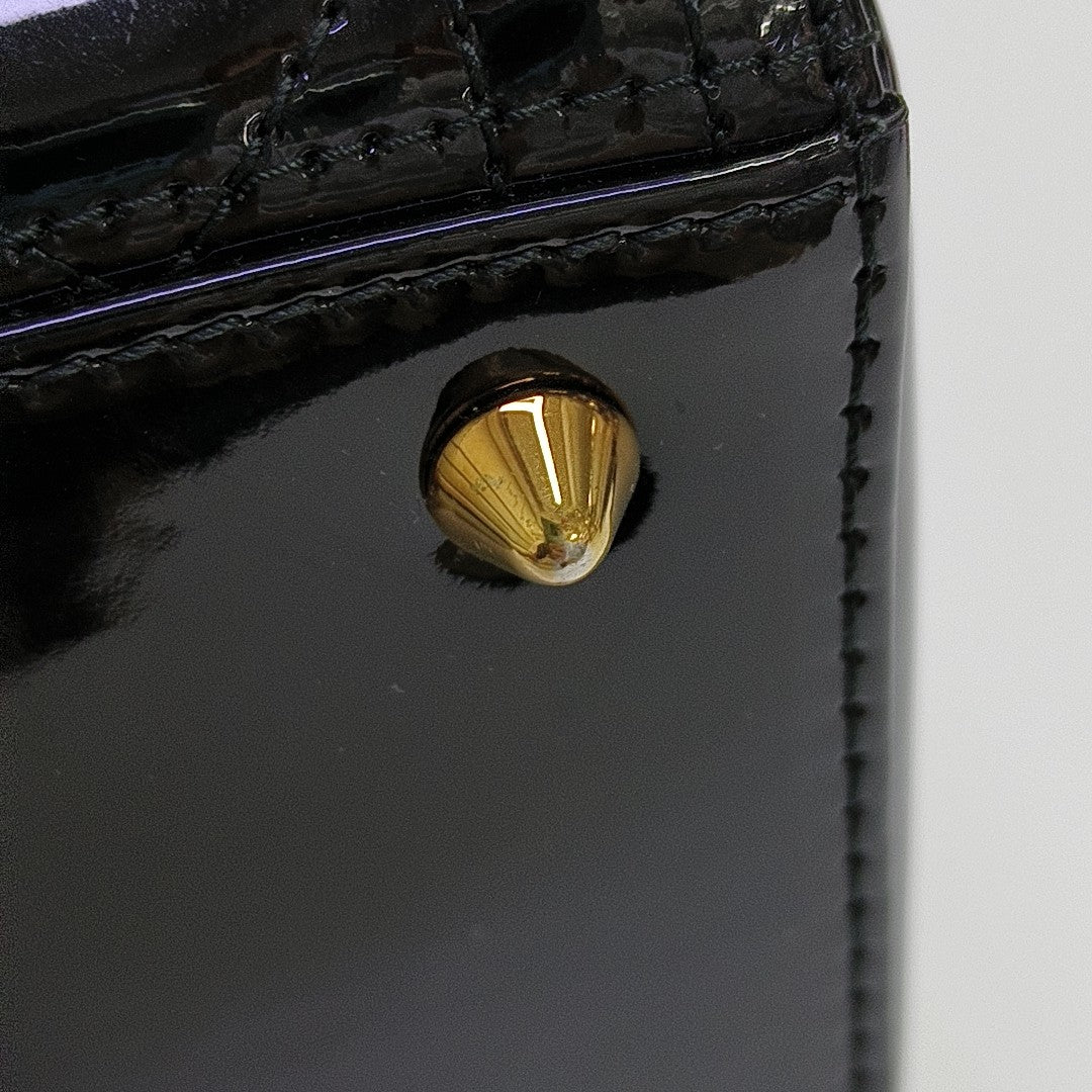 Lady Dior Medium Cannage Patent Leather Black